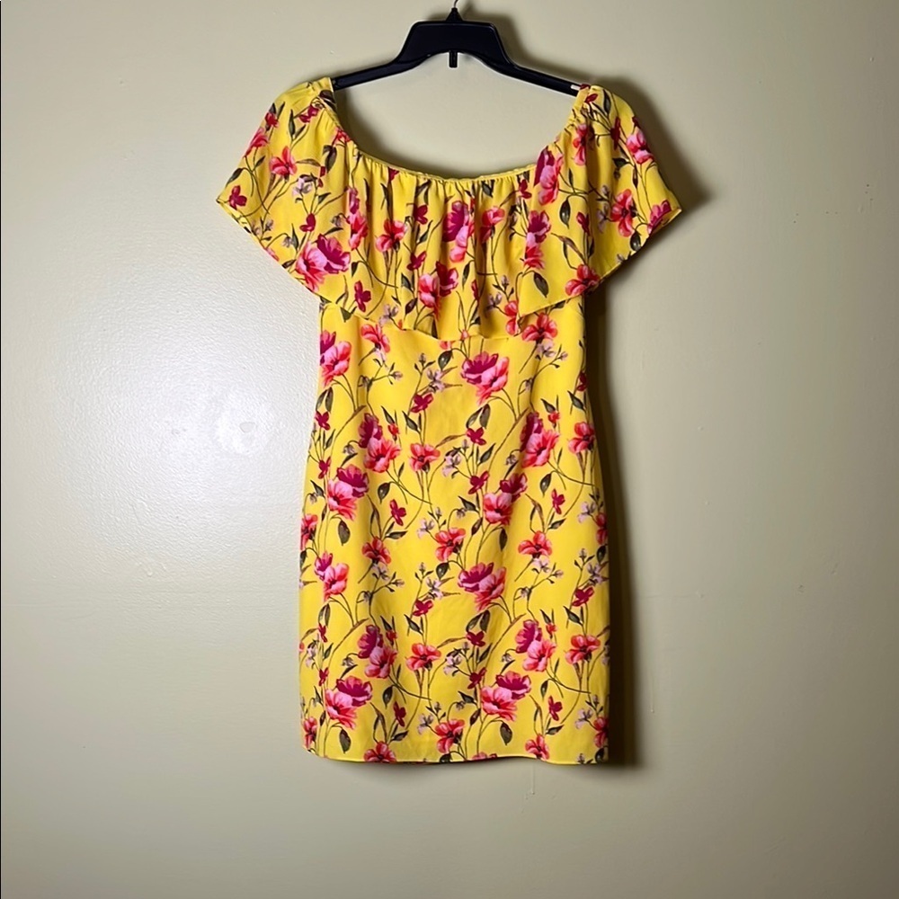 Ralph Lauren mob wife,feminine,Yellow Pink Flutter Sleeve Sundress